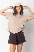 Blue High-Waist Washed Twill Shorts