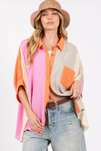 Multi Color Block Gauzy Button Down Sage+Fig Blouse