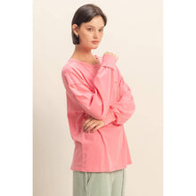 Taffy Pink Oversized Washed Long Sleeve Pocket Tee