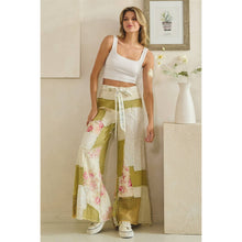Olive Washed Floral Patchwork Flare Oli+Hali Pants