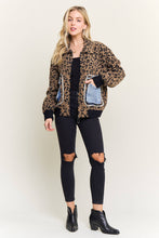 Brown Leopard Jacket with denim pockets