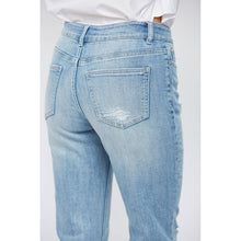 Powder Blue Mid Rise Cigarette Crop Mica Denim Jeans