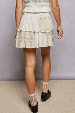 Natural Shirring and Raw Hem Ruffled Cotton A-Line Mini POL Skirt