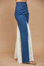 Mid Denim Lace Detail Wide Leg Jeans