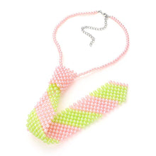 Red White Pearl Neck Tie Necklace