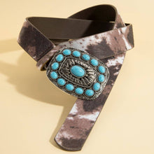 Dark Turquoise Stone Western Concho Buckle Belt