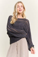 Charcoal Grey Crocheted Open Knit Pullover