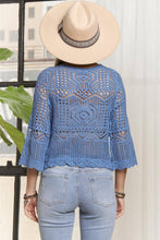 Denim Front Drawstring Crochet Top