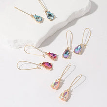 Light Blue Teardrop Stone Cushion Dangle Earrings