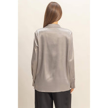 Grey Satin Long Sleeve Blazer