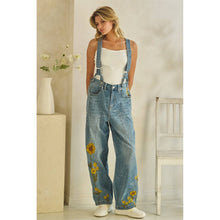 Denim Sunflower Embroidery Oli+Hali Overalls