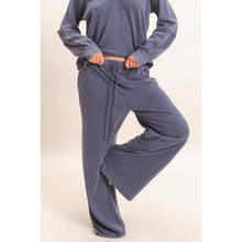 Navy Mineral Washed Wide Leg Pants