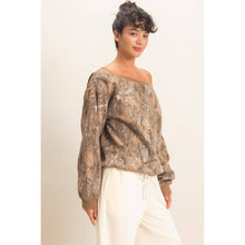 Brown Tree Camouflage Print Off The Shoulder Sweatshirt