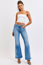 Low Rise Western Relaxed Flare Cello Jeans with Frayed Patch