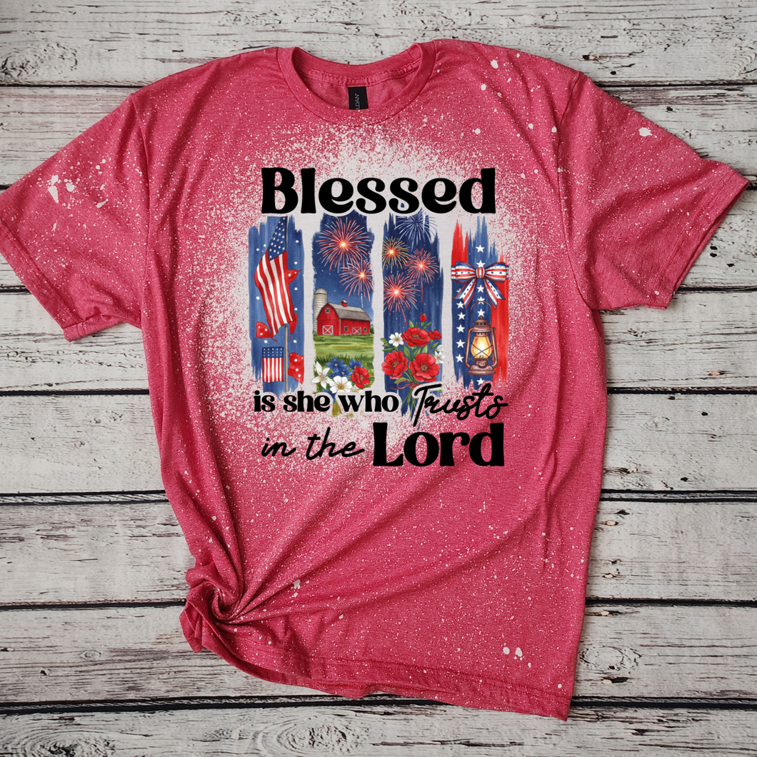 Blessed is she who trust in the lord tshirt