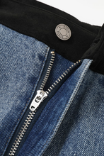 Medium Blue Black Therese Embellished Denim Pants With Black Waistband