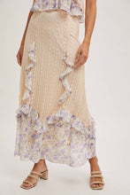 Pink Combo Floral Trimmed Maxi Lace skirt