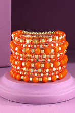 Silver 9 Set Colorful Stackable Beaded Stretch Bracelet