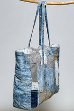 Unique Mix Patchwork Vintage Denim Casual Tote Bag: DEEP DENIM / OS