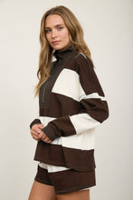 WIDE STRIPE HALF ZIP LONG SLEEVE KNIT TOP : HUNTER GREEN