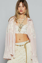 Pink Long sleeve crochet embroidered shirt POL top