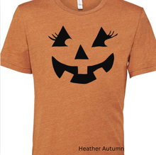 Autumn Pumpkin Face with Eyelashes Bella Canvas Tee