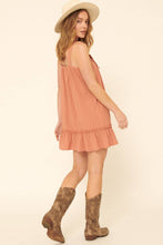 Ashe Rose Plaid Square Cami Neck Button Front Mini Dress