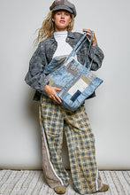 Unique Mix Patchwork Vintage Denim Casual Tote Bag: DEEP DENIM / OS