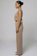 Button Vest with Adjustable Back Tie & Wide Leg Pants Sets: Black / M