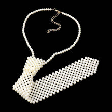 White Pearl Neck Tie Necklace