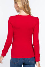 Red Long Sleeve Crew Neck Thermal Knit Top