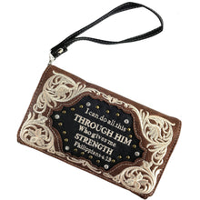 Bible Verse Philippians 4:13 Embroidery Crossbody Wallet: Black
