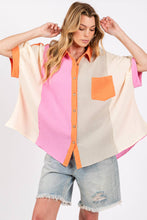 Multi Color Block Gauzy Button Down Sage+Fig Blouse