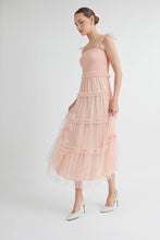Pink Romantic Tiered Tulle Smocked Maxi Dress