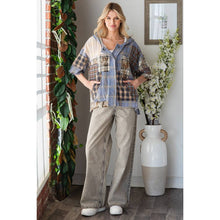 Pink Washed Plaid Mix Button Down Oli+Hali Hoodie