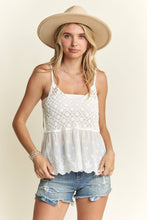 White Crochet V Neck Tank Top
