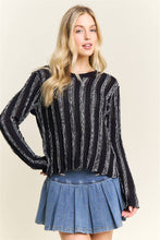 Black Vertical Textured Stripe Sweater