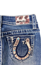 Horse Shoe w/Cowhide Trim Girl Boot Cut Jeans