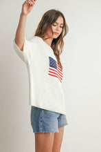 Ivory Multi Flag Print Knit Sweater