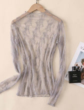 Coffee Elegant Lace Long Sleeve Top