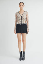 Cream Sheer Embroidered Mesh Peplum Top with Polka Dot Detail