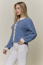 CONTRAST SCALLOP TRIM SWEATER CARDIGAN Latte