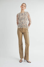 Cream Sheer Smocked Embroidered Mesh Peplum Top