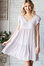 Lavender Floral Flutter Sleeve Mini Dress