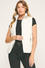 White Contrast Zip Cropped Puffer Vest