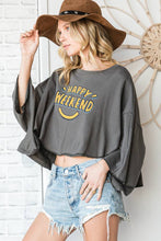 Charcoal Hi-low Hem Graphic Cropped Bucketlist Top: