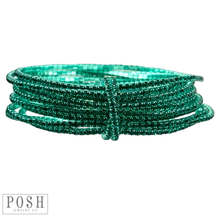 Green Tiny rhinestone stretch bracelet set