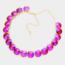 Peach Rose Gold Round Stone Link Evening Necklace
