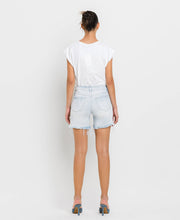 Appreciation Mid Rise Distressed Stretch Vervet Shorts