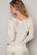 Natural Boat neck long sleeve lace fabric solid fitted knit POL Top
